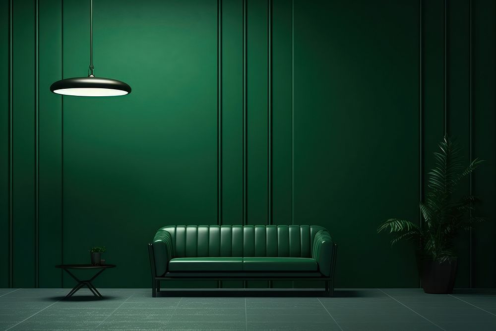 Ambience aesthetic furniture lighting green. AI generated Image by rawpixel.
