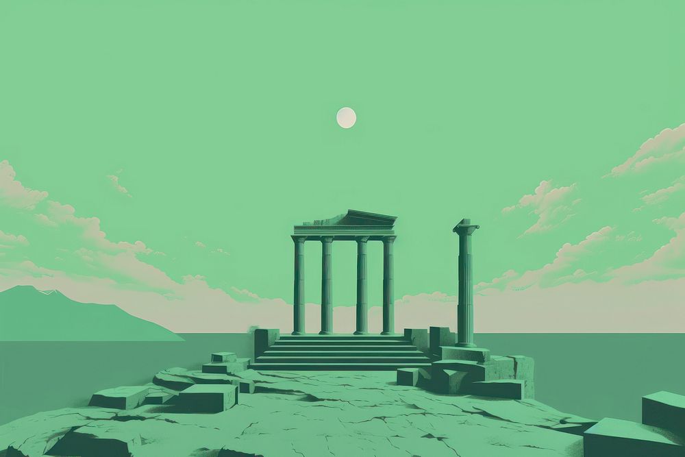 Architecture outdoors moon tranquility. AI generated Image by rawpixel.