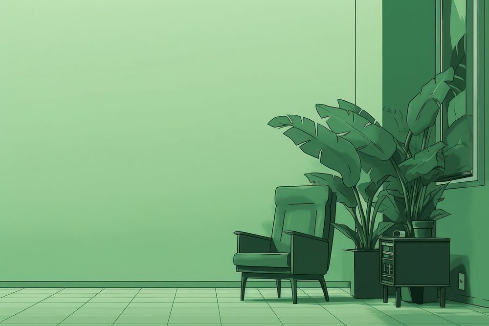 Lo-FI aesthetic green furniture chair. AI generated Image by rawpixel.