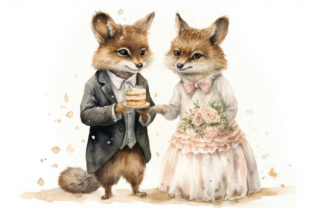 The wedding of the baby fox mammal animal adult. AI generated Image by rawpixel.