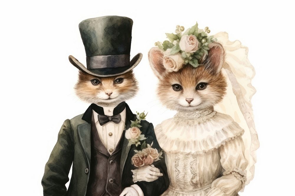 The wedding of the baby fox portrait mammal animal. AI generated Image by rawpixel.