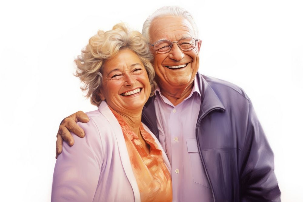 A loving and happy senior couple portrait laughing glasses. AI generated Image by rawpixel.