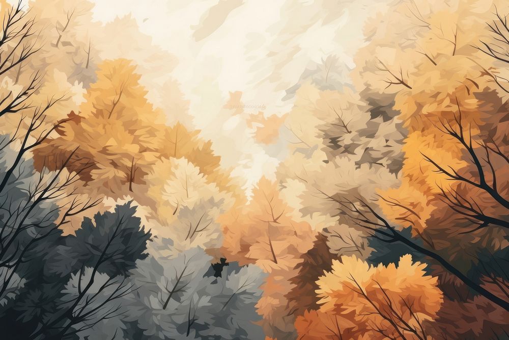 Autumnal woods drone view outdoors painting autumn. AI generated Image by rawpixel.