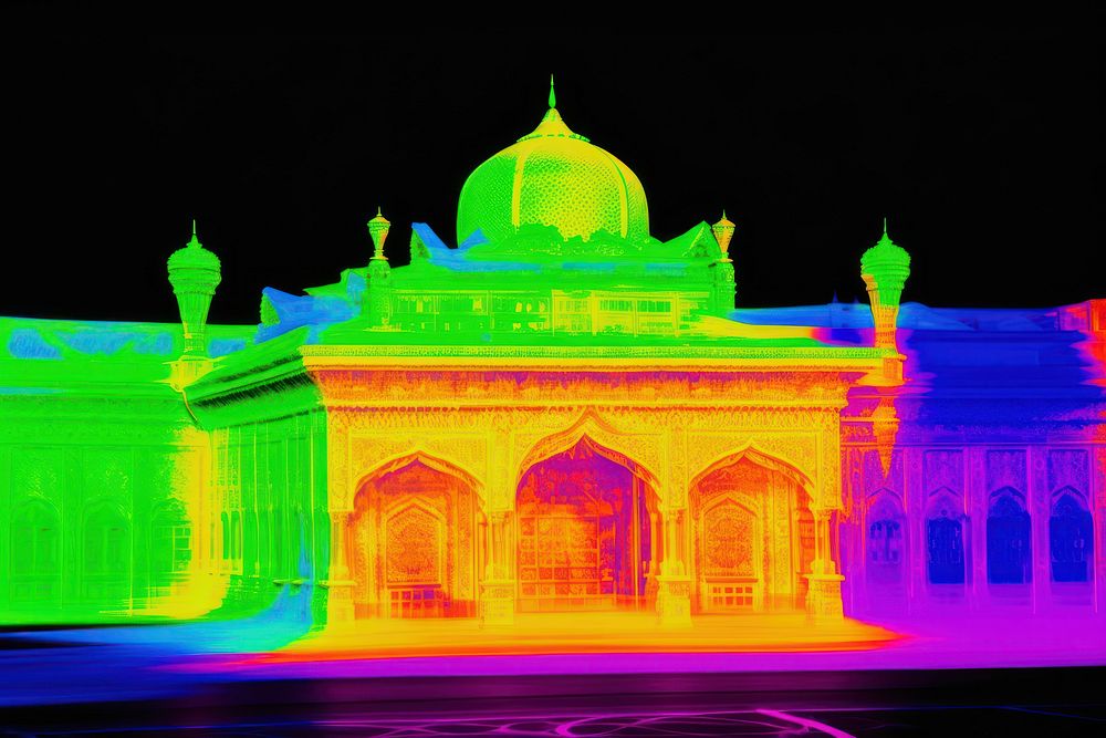 The Ramadan Islamic Mosque in the morning architecture building glowing. AI generated Image by rawpixel.