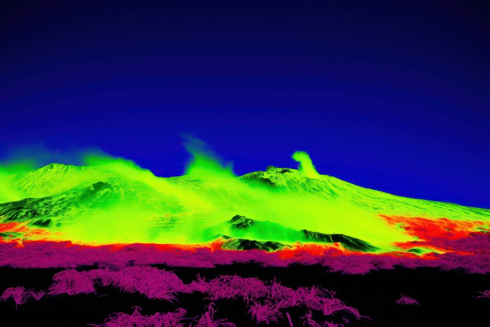 Lava spurting landscape mountain outdoors volcano. AI generated Image by rawpixel.