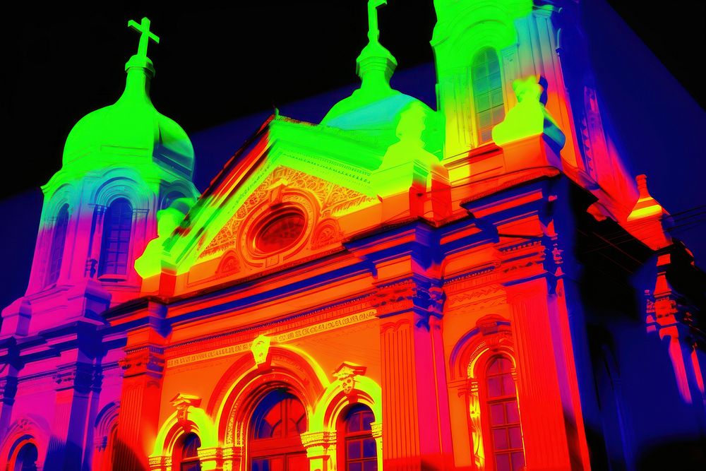 Architecture building glowing church. AI generated Image by rawpixel.