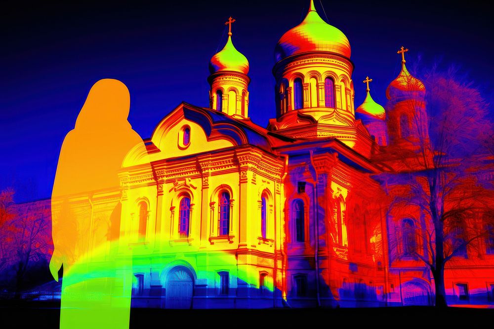 A blurry Christ church in Moscow architecture building glowing. AI generated Image by rawpixel.