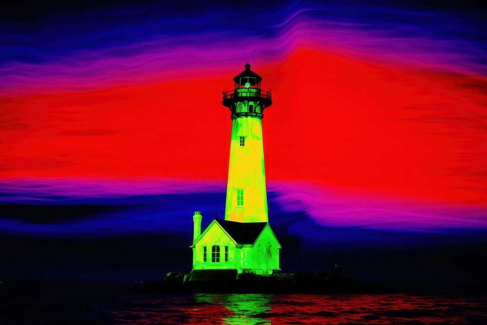 A blurry lighthouse architecture building outdoors. AI generated Image by rawpixel.