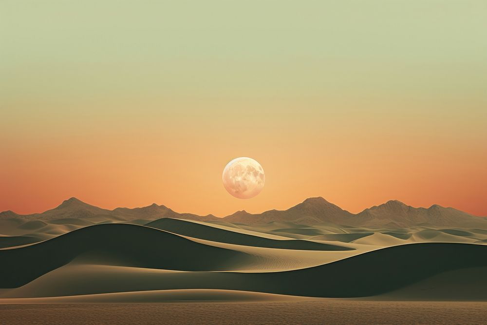 Desert nature desert moon. AI generated Image by rawpixel.