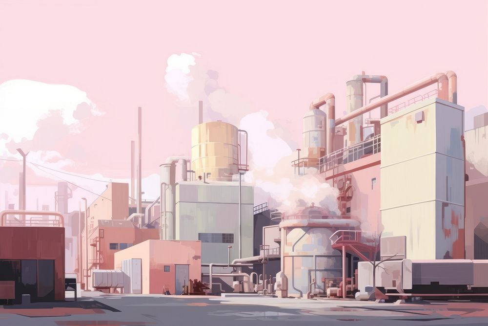 Factory architecture building refinery. AI generated Image by rawpixel.