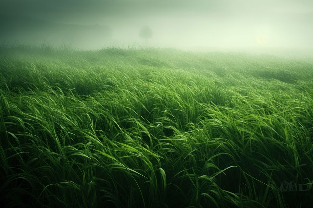 A grass and fog background nature green backgrounds. AI generated Image by rawpixel.