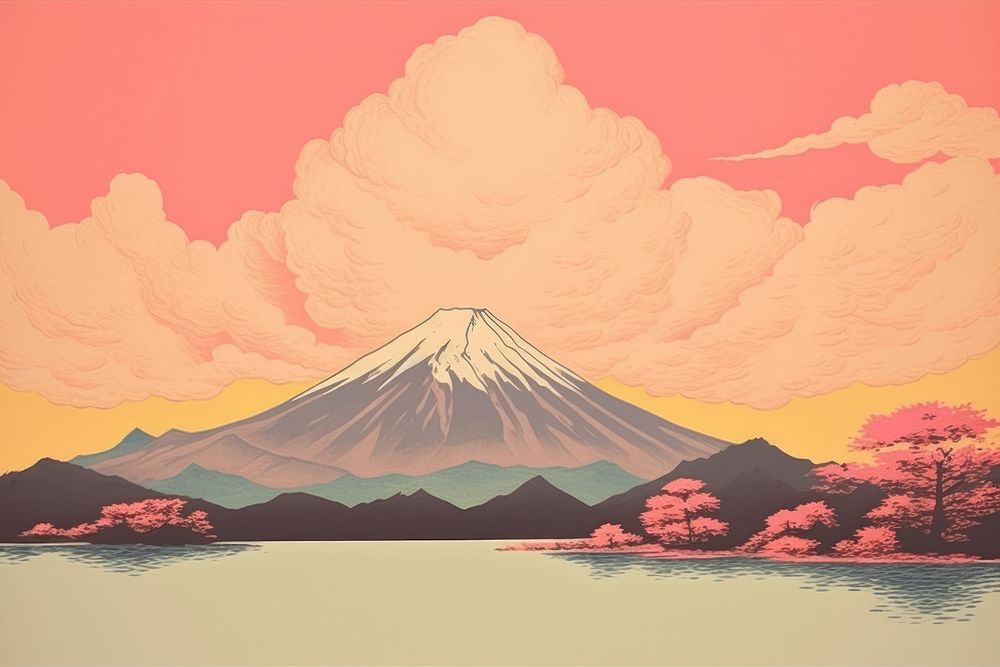 Mount Fuji from Lake Yamanaka landscape mountain outdoors. AI generated Image by rawpixel.