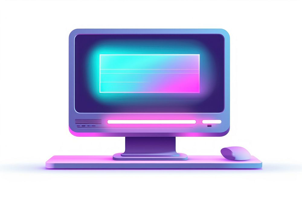 Modern computer with neon lights screen white background electronics. AI generated Image by rawpixel.
