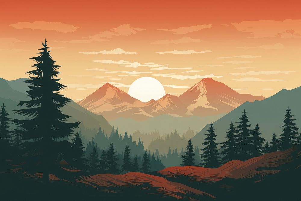Landscape mountain forest wilderness. AI generated Image by rawpixel.