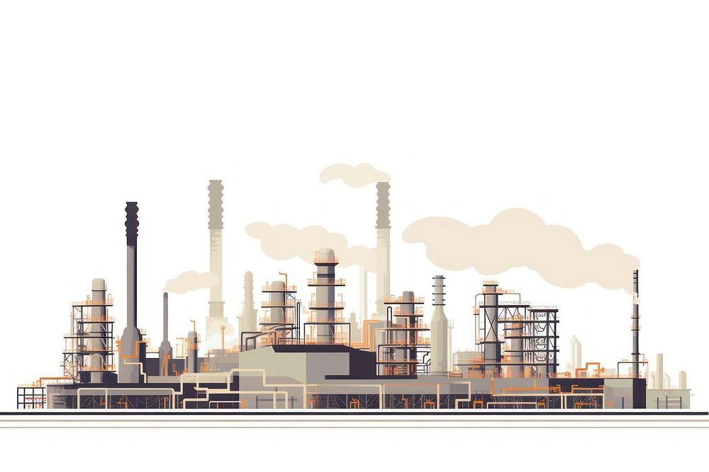Silhouette Oil refinery architecture factory oil refinery. AI generated Image by rawpixel.