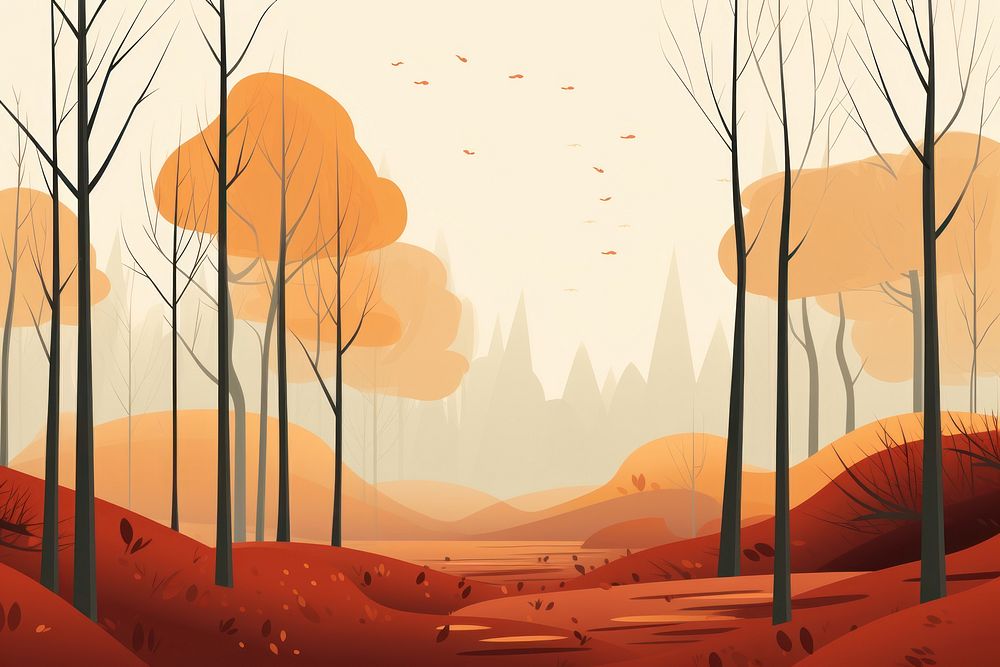 Forest in autumn landscape outdoors nature. AI generated Image by rawpixel.