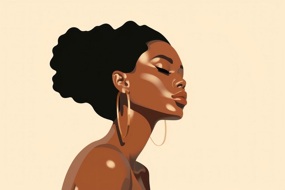 Black woman portrait earring jewelry. AI generated Image by rawpixel.