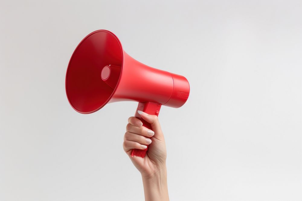Woman holding megaphone white background performance electronics. AI generated Image by rawpixel.