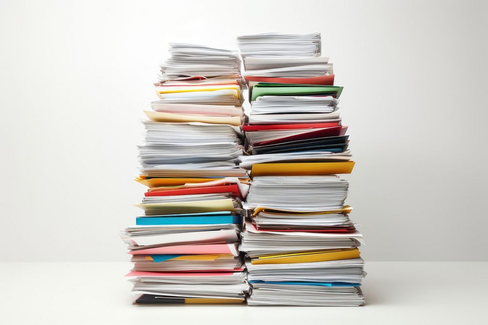 Big pile of documents and files publication book white background. AI generated Image by rawpixel.