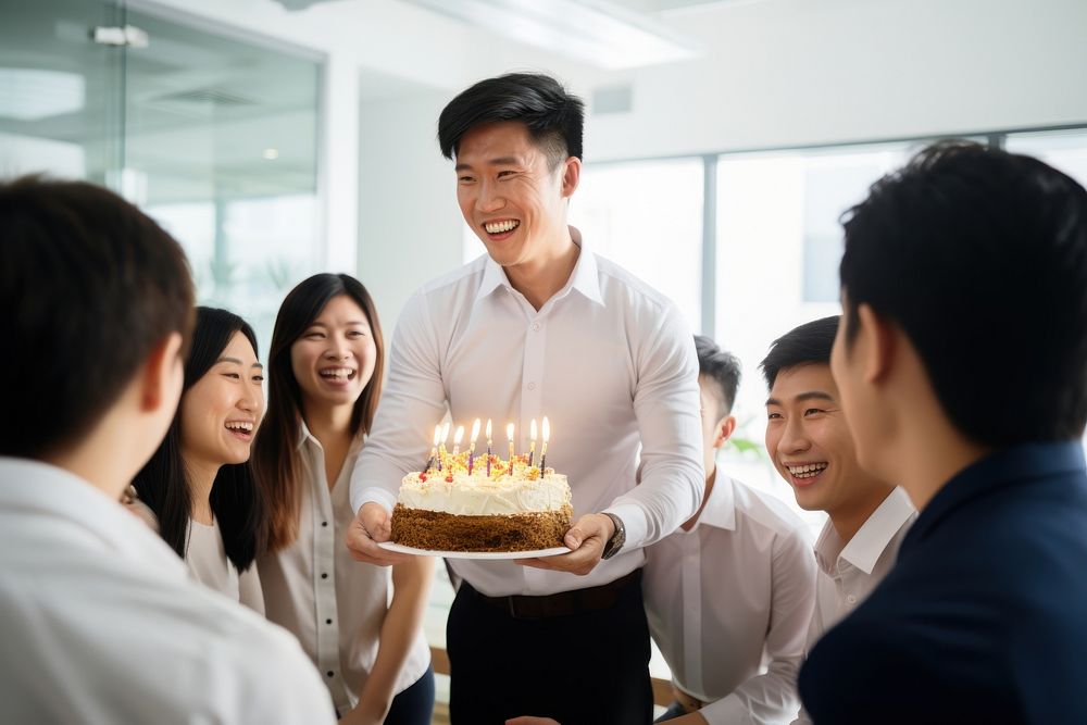Chinese Asian male cake birthday dessert. AI generated Image by rawpixel.