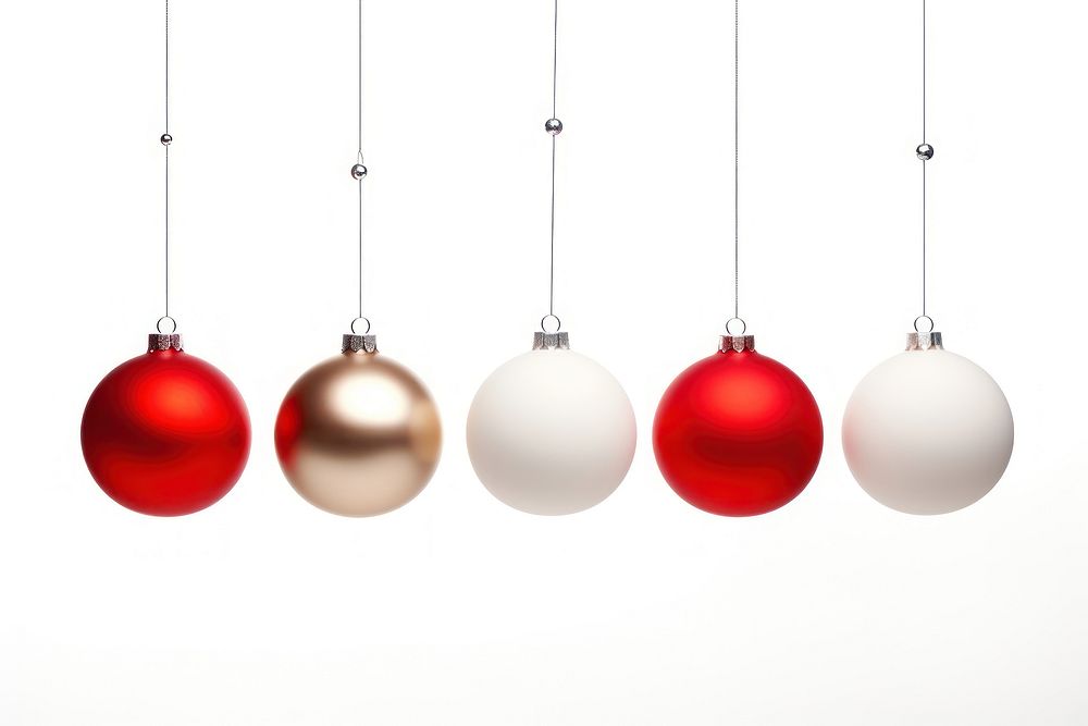 Christmas balls hanging at a rope christmas white background illuminated. AI generated Image by rawpixel.