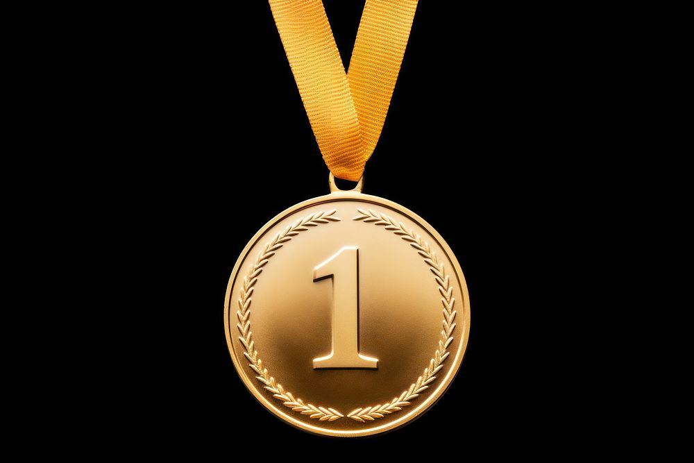 Gold medal with number 1 gold jewelry celebration. AI generated Image by rawpixel.
