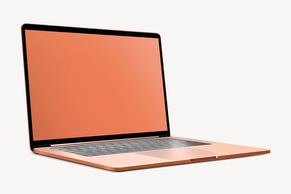 Copper laptop with blank orange screen