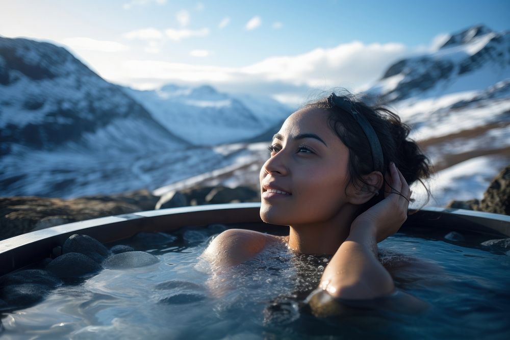 Recreation mountain swimming jacuzzi. AI generated Image by rawpixel.