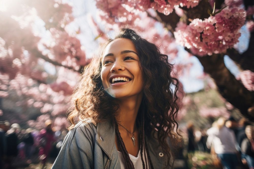 Laughing blossom smiling nature. AI generated Image by rawpixel.