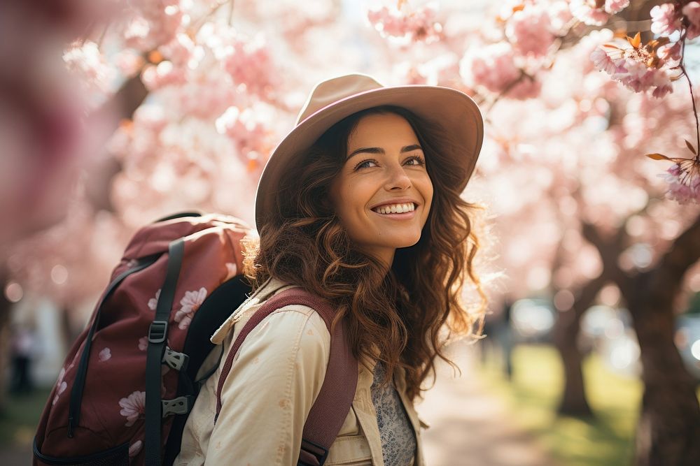 Blossom smiling nature travel. AI generated Image by rawpixel.