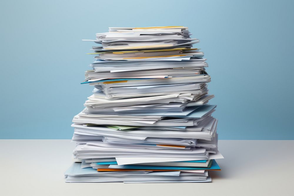 Pile of documents and files publication paperwork abundance. AI generated Image by rawpixel.