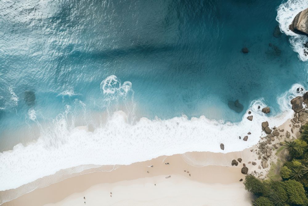 Aerial view of Kelingking Beach backgrounds outdoors nature. AI generated Image by rawpixel.