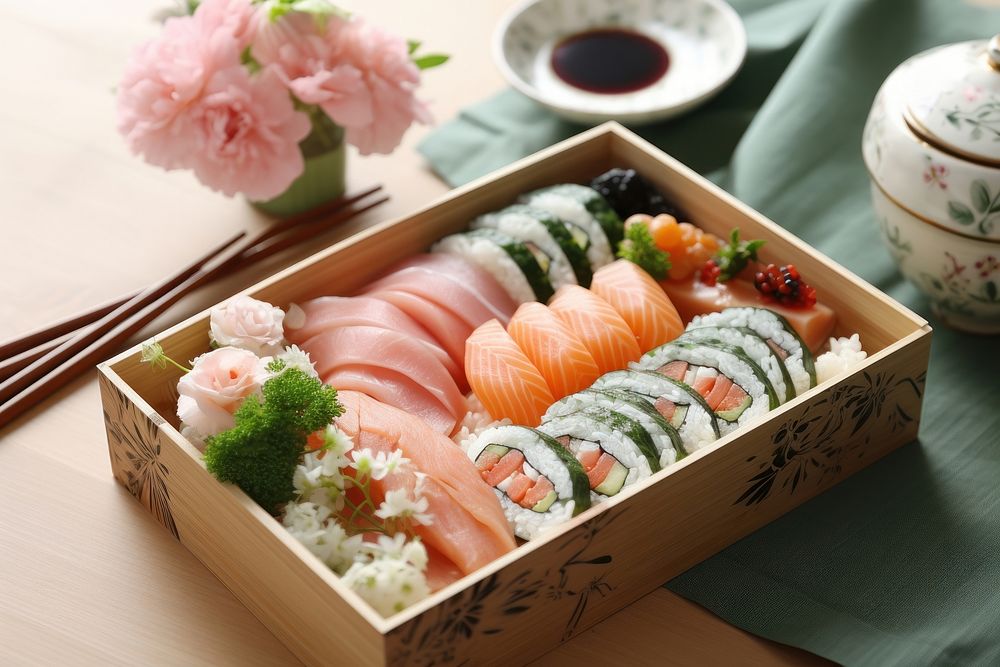 Bento sushi table plate. AI generated Image by rawpixel.