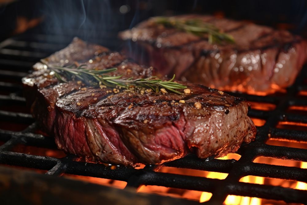 Beef steak on the grill beef grilling cooking. AI generated Image by rawpixel.