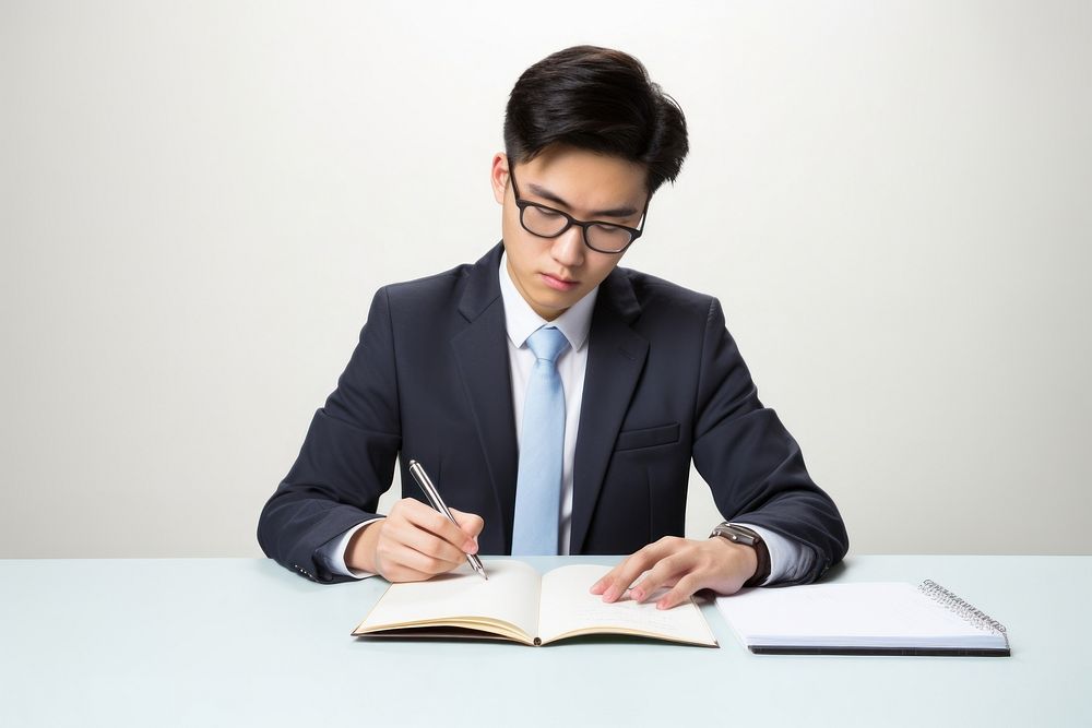 Chinese student preparing for examination publication glasses reading. AI generated Image by rawpixel.