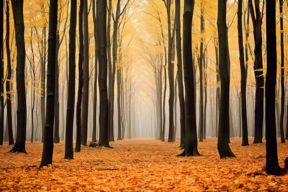 Forest in autumn backgrounds landscape outdoors. AI generated Image by rawpixel.