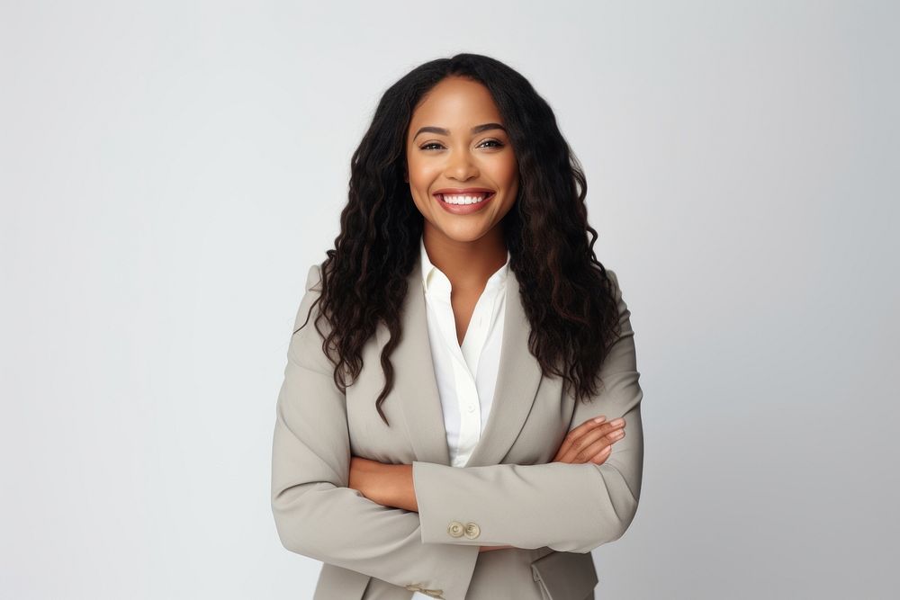 Happy black woman smile portrait photo. AI generated Image by rawpixel.