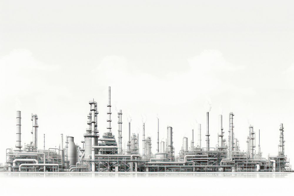 Oil refinery architecture factory transportation. AI generated Image by rawpixel.