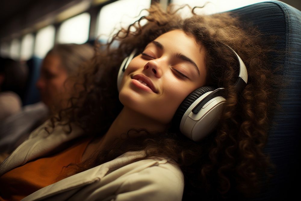 Headphones sleeping portrait headset. AI generated Image by rawpixel.