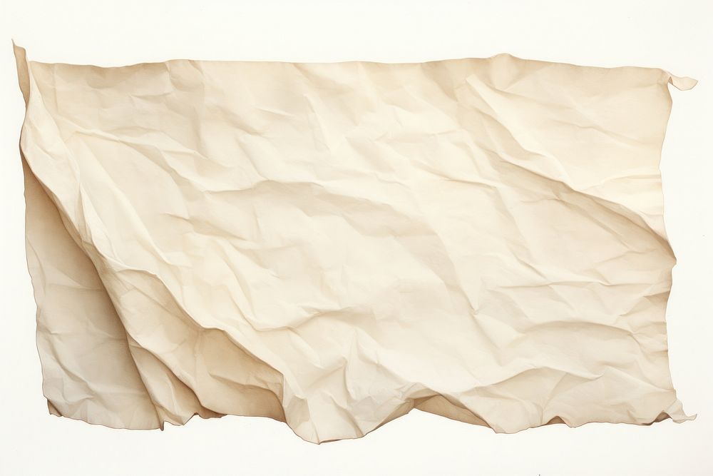 The rectangle crumpled sheet of vintage paper isolated on a white background backgrounds simplicity wrinkled. AI generated…