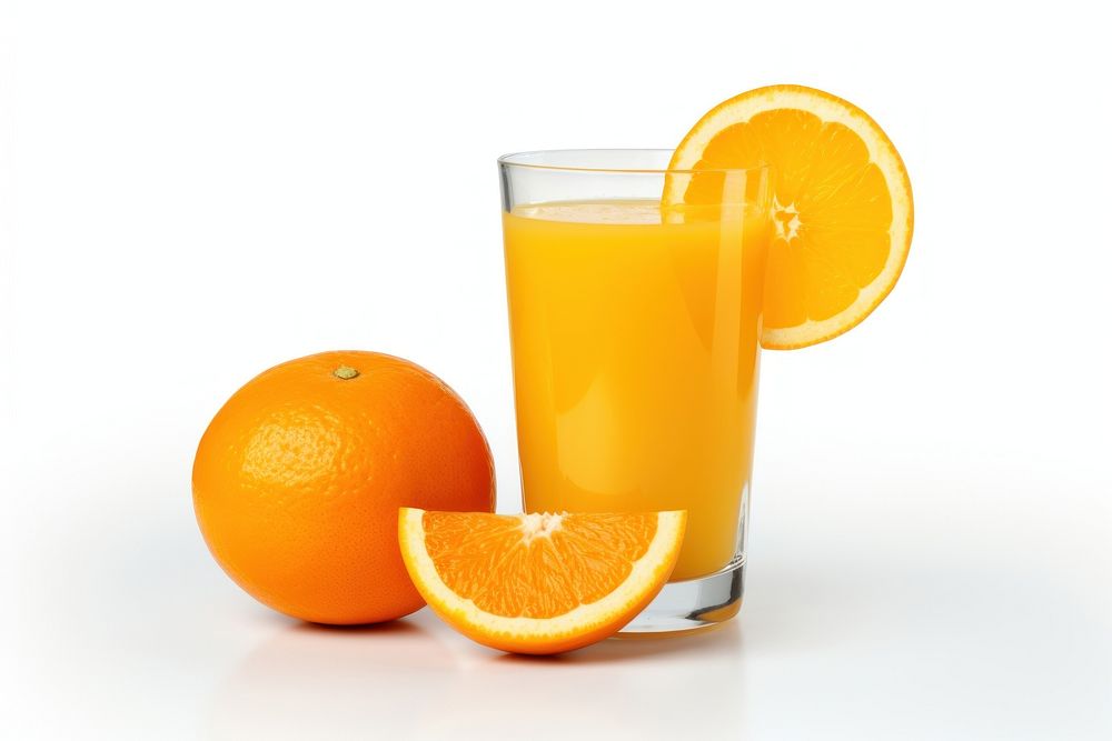 Glass of orange juice fruit drink slice. AI generated Image by rawpixel.