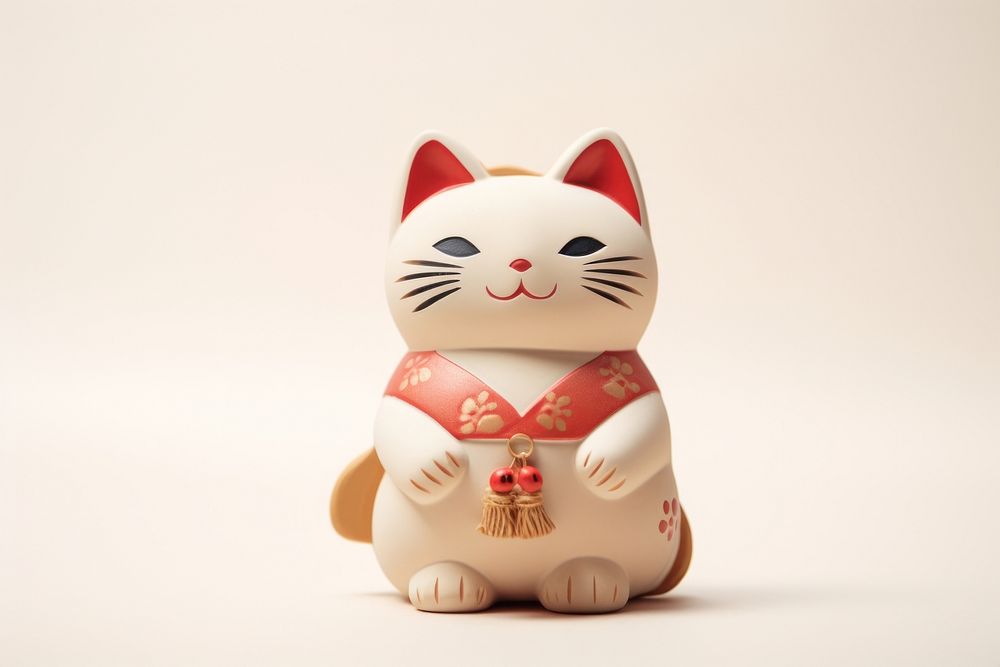 Japanese lucky cat figurine toy anthropomorphic. AI generated Image by rawpixel.