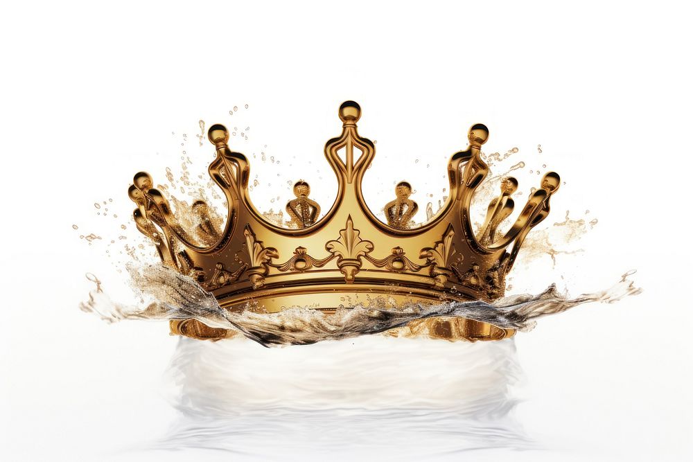 Realistic wide Golden water splash crown tiara gold. AI generated Image by rawpixel.