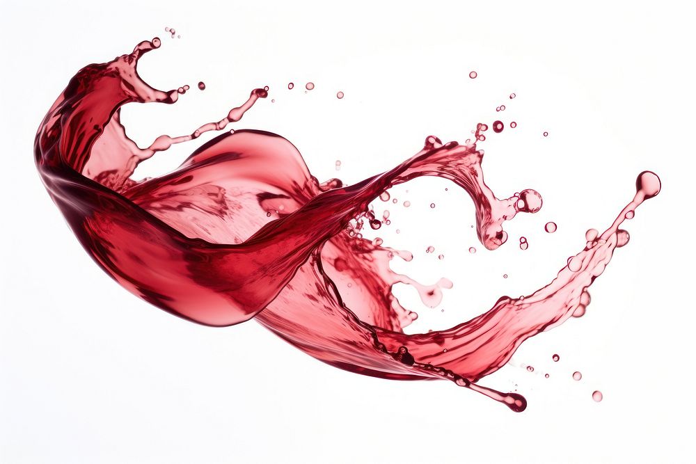 Beautiful red color wine water swish glass white background refreshment. AI generated Image by rawpixel.