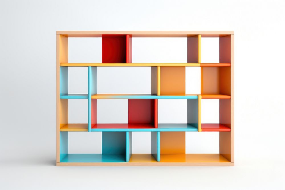 Bookshelf furniture bookcase white background. AI generated Image by rawpixel.