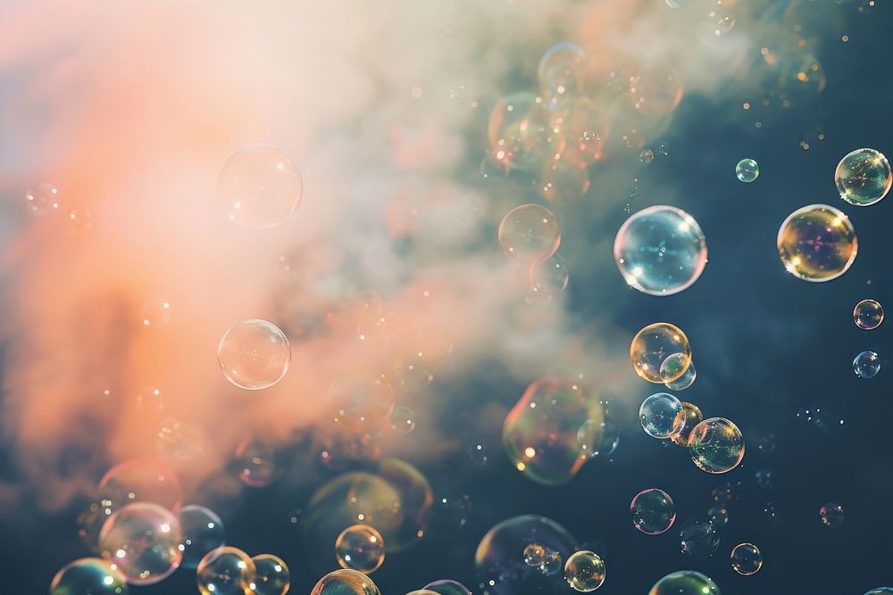 A bunch of soap bubbles floating in the air backgrounds outdoors transparent. AI generated Image by rawpixel.