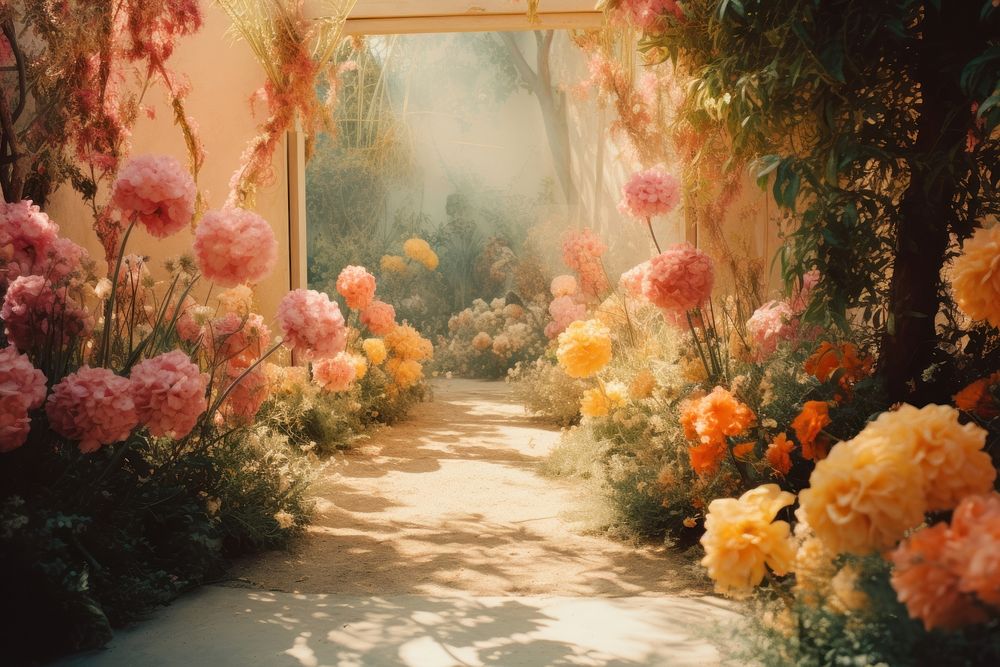 Aesthetic garden outdoors flower nature. AI generated Image by rawpixel.