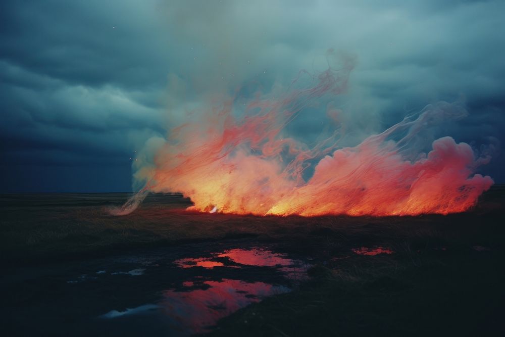 Aesthetic aurora landscape outdoors volcano. AI generated Image by rawpixel.
