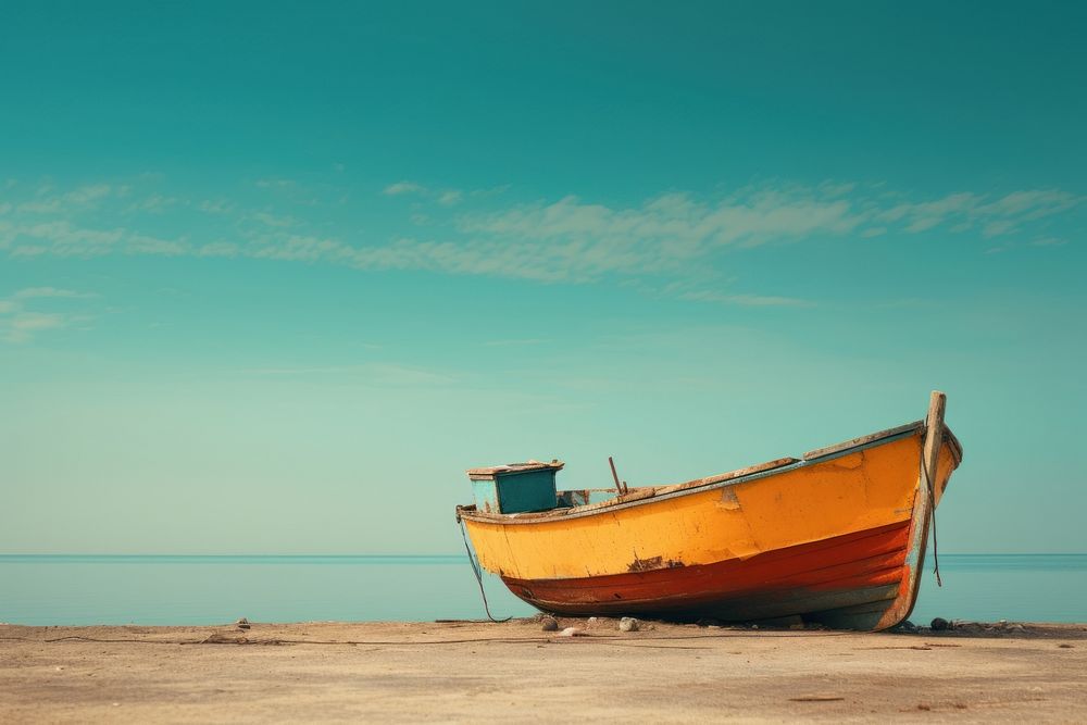 Aesthetic boat outdoors horizon vehicle. AI generated Image by rawpixel.