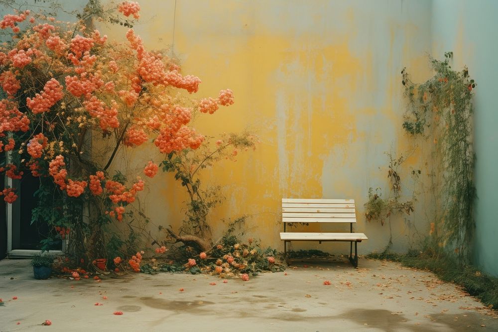 Aesthetic garden architecture painting plant. AI generated Image by rawpixel.